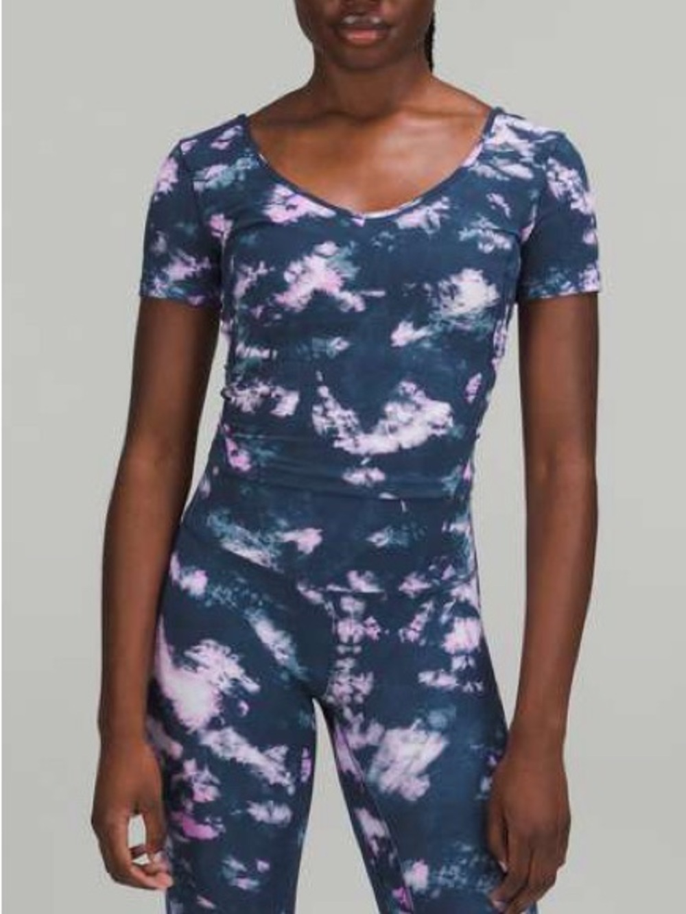 Lululemon Align Short Sleeve Tee Cropped Slim Fit Tie Dye Size 8